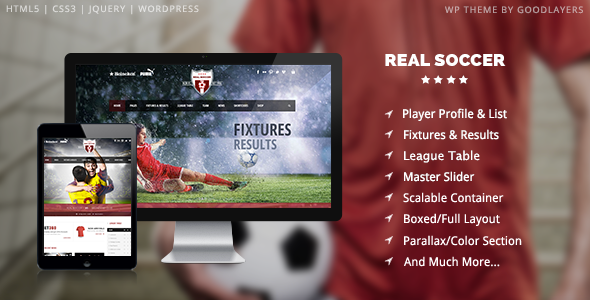 Plantillas de WordPress para equipos de fútbol - Real Soccer