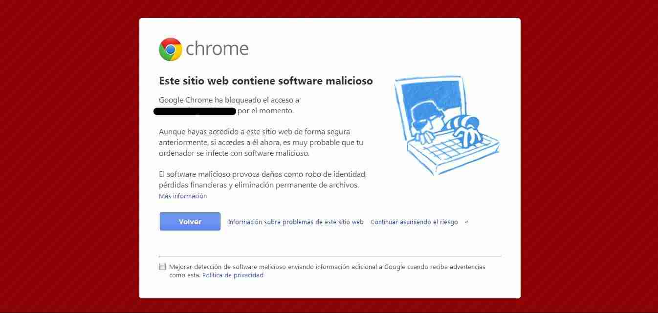 sitio web contiene sofware malicioso