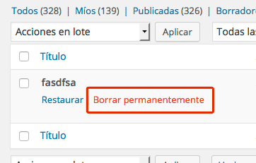 Papelera de WordPress
