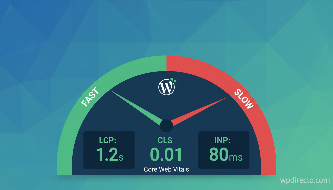 Indicadores de rendimiento web Core Web Vitals comparando velocidad de carga entre page builders de WordPress