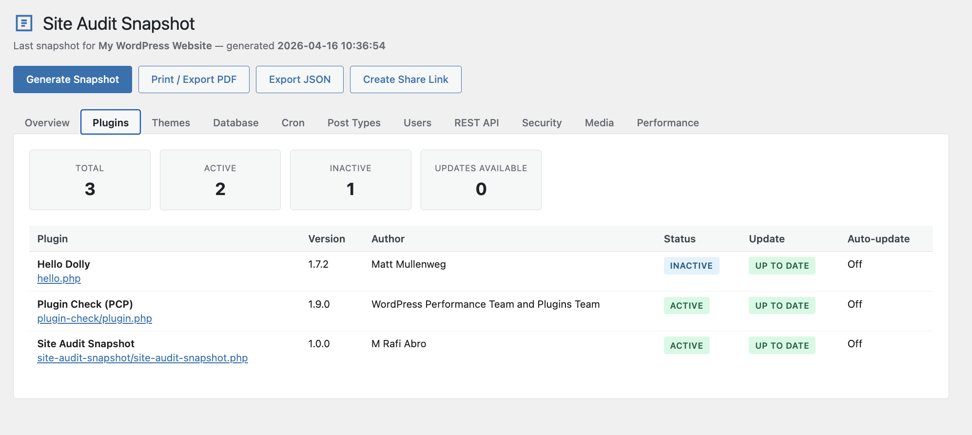 Site Audit Snapshot: el plugin que audita WordPress en un clic